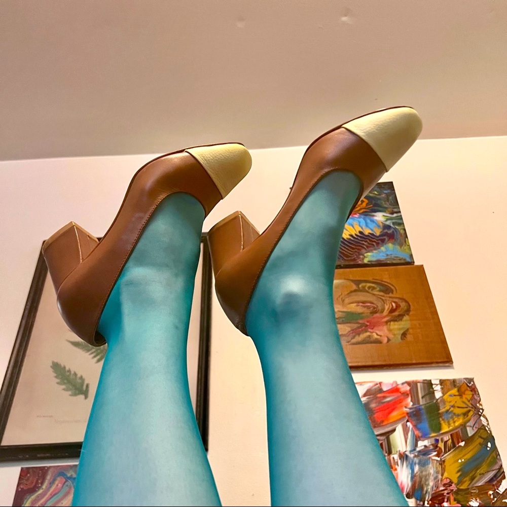 Maryam Nassir Zadeh Cap Toe Neutral Leather Pumps